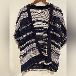 Women’s Style & Co oversized navy and white striped shirt sleeve sweater/w…